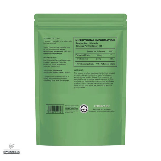 SUPPLEMENT NEEDS VEGAN FERROCHEL - 120 CAPSULES