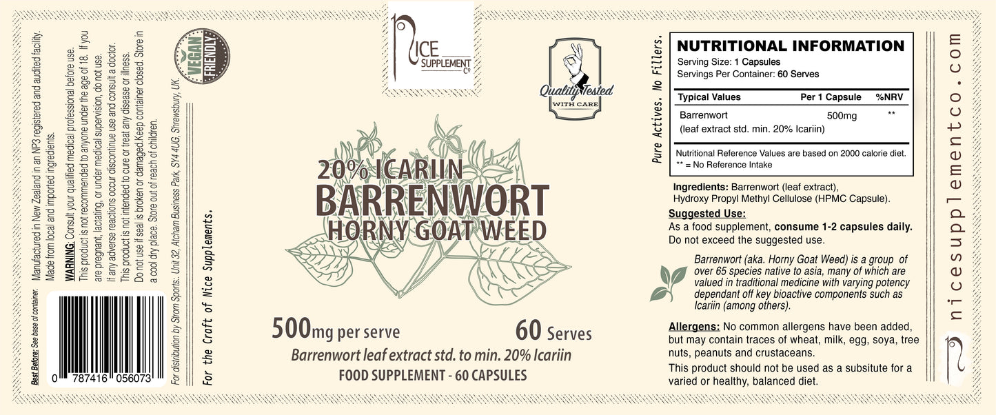 NICE SUPPLEMENT CO Barrenwort (horny goat weed)(20% icariin)