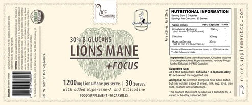 NICE SUPPLEMENT CO Lions Mane + Focus